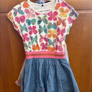 Deux par deux Colorful Butterfly Print Dress